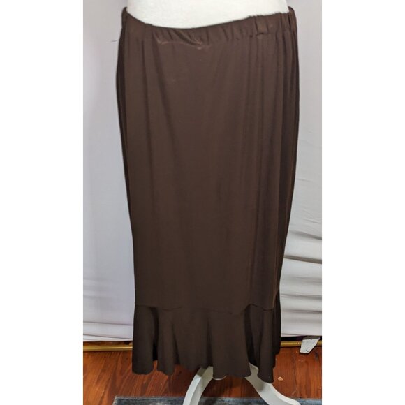 Vintage Nice Wear Brown Midi Skirt With Subtle Ruffle Edge - Picture 4 of 5